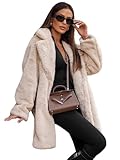 OZONEE Damen Kunstfell Jacke Übergangsjacke Kunstpelz Mantel Herbstjacke Herbstmantel Wärmemantel Wärmejacke Plüschjacke Plüsch Fleecemantel Plüschpullover JS/11Z8168Z BEIGE XL