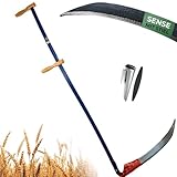 STREND PRO Sense 60 cm mit Metall Sensenstiel + WETZSTEIN & Wetzsteinbehälter | Robuste Handsense für Gras, Getreide & Wiesen | Scharfes Sensenblatt | Profi-Sense für Landwirtschaft & Gartenarbeit