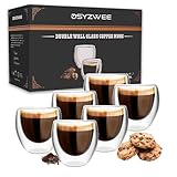 DSYZWEE Latte Macchiato Gläser Doppelwandig, Espressotassen Glas, 6er-Set Kaffee Gläser, Doppelwandige Thermo-Gläser, 80 Ml Doppelglas Cappuccino Gläser, für Latte, Iced Americano, Milch