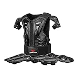 WOSAWE Kinder-Schutzkleidung mit Knieschoner Ellenbogenschoner Schutz Weste Motorrad Ganzkörperschutz Rüstung für Ski Snowboard Motocross Sport (MO467 Sets Schwarz)