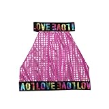 Cheerleaders Kinder Brief Druck Weste Performance Kleid Abschluss Foto Kleid Pailletten Polka Dot Tanzkleid Sommerkleider für große Mädchen (Hot Pink, 3-4 Jahre)