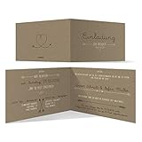 Personalisierte 10-100 Stück Hochzeit Einladungskarten Hochzeitskarten Klappkarten - Pfeil mit Herz Kraftpapier Look