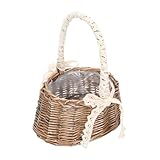 COLLBATH Blumenkorb aus Spitze Korb für faltbar rustikaler dekorativer Blumenkorb Deckel Weiden pflanzenkorb Handgefertigte Blumenkörbe Geschenkverpackungskorb gewobener Korb hölzern Coffee