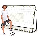 6 Fuß x 4 Fuß Fußballnetz, 2-in-1-Fußball-Rebounder-Fußballtor mit zusätzlichem Schussbereich, 5 einstellbare Winkel, Fußball-Trainingsgerät für Kinder, Jugendliche und Teenager für den Garten