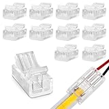 10 Stück 2 Pin 8 mm COB LED Verbinder Led Strip Connector Verbinder 2 Polig lötfrei Streifenverbinder 2Pin Verbindungskabel für LED Streifen Stripes Adapter 5V 12V 24V