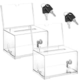 Acrylspendenbox, 2 Stück Acrylspendenbox Abschließbare, Klarer Stimmzettelkasten, mit Schloss und Schlüssel, mit Aufkleber, für Abstimmungen, Gewinnspiele, Wettbewerbe, Visitenkarten