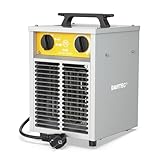 DAHTEC Elektroheizer Heizlüfter Bauheizer 3000 Watt Elektro Heizstrahler Bautrockner mit Thermostat Elektrisch Heizgerät mit 3 Heizstufen Heizgebläse für Garage, Baustelle