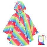 KAKU NANU Regenponcho Kinder Regencape Poncho mit Kapuze Wasserdicht Regen Cape Regenponcho Leicht Jungen Mädchen Wiederverwendbar 98 104 110