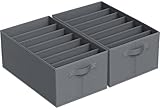 Niviy Hosen Organizer Für Kleiderschrank,Schrank Organizer Für Ihrer Kleidung,Hosen,Wickelutensilien,pullover,Unterwäsche,Faltbare Schubladen Ordnungssystem 7 Fächer(2er Set L44*B30*H20cm Grau)