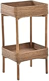 Krines Home Badregal schmal stehend Beistelltisch Standregal Klein Bad Natur Rattan Regal 2 Ablagen (Braun)