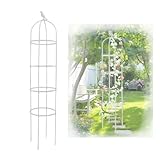 Generisch Obelisk Deko, Schwarz Weiß Obelisk Rankhilfe, 20x85 25x145 32x175 40x205cm Gartenspalier Tomatenkäfig für Bepflanzung, Garten, Wohnzimmer, Balkon Pflanzenstütze(Weiß,D 32x H 145cm)