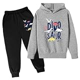 Kinder Jogginganzug Baggy Set Trainingsanzug Mädchen Junge 2 Teiliges Outfit Hoodie Und Jogginghose Dinosaurier Druck Sportanzug Tracksuit Zweiteiler Bekleidungssets Bequem Jogger Set
