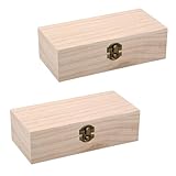 QKNOSM 2 Stück Holzkiste mit Deckel, 20x10x6cm Erinnerungsbox Holzbox mit Metall-Klappverschluss Holz Aufbewahrungsbox Erinnerungskiste für Bastel Geschenkbox Spielzeuge Werkzeuge