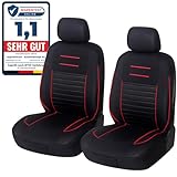 Upgrade4cars Auto-Sitzbezüge Vordersitze Schwarz Rot | Auto-Schonbezüge Set Vorne für Fahrersitz & Beifahrer | Auto-Sitzbezug Universal