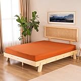 GD HOME Renforce Baumwolle Spannbettlaken/Spannbetttuch aus 100% Baumwolle/Weiches und Atmungsaktives Leintuch 200 x 200 x 30 cm/Jersey Bettlaken/Ziegelrot