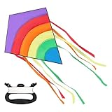 BELLALICHT Kinder-Drachen, Bunt Delta Drachen Kinder Einleiner für Kinder ab 3 Jahren und Erwachsene, Einfach zu Fliegen, inkl. 80m Drachenschnur, Aktivitäten und Familienzeit, ideal für Anfänger