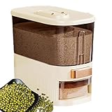 Müsli-Spender für die Küche – Reis-Behälter, transparenter Reis-Getreidebehälter | Drücken Sie auf der Theke, Lebensmittelbehälter mit Deckel und Tasse