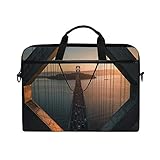 FANTAZIO Lange Cross-Sea Bridge Sonnenuntergang Laptop Schulter Messenger Bag Tasche für 14 Zoll 15 Zoll Laptop Tasche Laptop Aktentasche, multi, 11x15 in