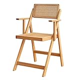 Mid-Century Klappbarer Rattan-Stuhl – ergonomisches Design mit Armlehnen und stützender Rückenlehne für stilvolles Essen im Innen- und Außenbereich, Terrasse, Gartenmöbel