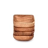 EDHAS Acacia Wood Snack Bowl Set of 3 Wooden Serving Bowls for Nuts, Appetizer, Condiments, Snacks, Fruit Gift Pack, Houesewarming Gifts (10.16cm x 10.16cm x 3.81cm)