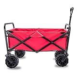 JIYTG Faltbarer Campingwagen, zusammenklappbar, stabiler Stahlrahmen, Garten, Strand, strapazierfähig, Transportwagen, 90 kg, maximale Traglast