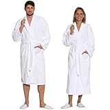 ZOLLNER Bademantel lang - hautfreundlich und super saugstark - für Damen und Herren - Baumwolle - Größe M - weiß - waschbar bis 95°C - Hotelqualität - Oeko Tex® zertifiziert