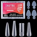 Yesimola 144 Stücke Dual Nail Forms Set,Klare Matte Dual Nail System Form Mould, 4 Formen Nagelverlängerung Verlängerung mit 48 Stücke Nagelaufkleber für UV-Acryl Nagel Werkzeug