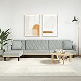 UTSRABFA Sofa Ecksofa Modulares Sofa Chaiselongue Sofa Schlafsofa in L-Form Hellgrau 271x140x70 cm Samt Geeignet für Schlafzimmer, Esszimmer, Wohnungen, Lofts