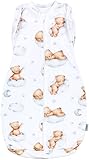 TupTam Baby Pucksack Swaddle Bag Wattiert Babyschlafsack unisex, Farbe: Unwattiert 0.5 TOG/Bärchen auf Wolken Weiß Beige, Größe: 3-6 Monate