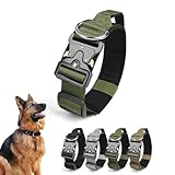 Ledeak Taktisches Hundehalsband mit Griff, Verstellbares Anti Zieh Breites Hunde Halsband Gepolstert, Dog Collar mit Metallschnalle erziehungshalsband für Mittlere Große Hunde (Armeegrün, L)