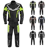 Vaster Moto Wasserdichter Motorradanzug für Herren, Jacke und Hose, gepanzerter Anzug, CE-Zertifizierung, abnehmbare Panzerung, Outdoor-Sportbekleidung (Grün, XL)