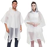 Wasserdichter Regenponcho, Leichter Wiederverwendbar Regen Mantel mit Kapuze, Tragbarer Notfall-Poncho für Männer Frauen Erwachsene Familie, Wandern, Radfahren, Camping, 2 Stück