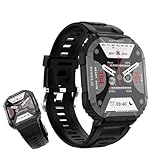 Smartwatch Herren mit Telefonfunktion, Bluetooth-Anruf & Message Alert 1.83' Touchscreen 15+ Tage, Militär Smartwatch Fitnessuhr IP68 Wasserdicht, 24H Gesundheits-Screening für Android/iOS