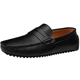 Jamron Herren Kunstleder Stilvoll Mokassin Slippers Penny Loafers Schwarz SN19062 EU44