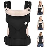 TOFFCAEA Babytrage - Ergonomisch, Einfach zu Tragen Reine Baumwolle Leicht, mit Verstellbarer Gürtel, für Neugeborene von 3 bis 18 Monate (Schwarz)