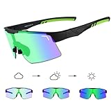 DUDUKING Sonnenbrille Selbsttönend Polarisierte Fahrradbrille Herren Damen,Sportbrillen Radsport Brillen für Radfahren Laufen Golf Baseballbrille (Grün)