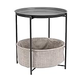 Amazon Basics - Beistelltisch, rund, mit Aufbewahrungslösung, 18 in x 18 in x 19 in, Anthrazit mit graumeliertem Stoff, 45 T x 45 B x 48 H cm