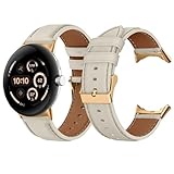 LanQii Leder Armband für Google Pixel Watch 3 45mm, Weiches Leder Ersatzarmband, Damen und Herren Uhrenarmband für Google Pixel Watch 3 45mm (Weiß)