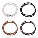 TRKETK 4 Stück Leder Armband Geflochten Wickelarmband Geflochtenes Lederarmband mit Legierungsschnalle Unisex Lederarmband Geeignet als Armbandgeschenk für Männer und Frauen