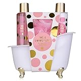 accentra - LET'S CELEBRATE Bade - Geschenk Set zur Entspannung für Frauen zum Geburtstag oder Weihnachten 3-Teiliges Wellness Geschenk- & Pflegeset mit Mini Deko-Badewanne
