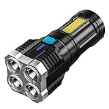 Handheld-LED-Taschenlampe, hochleistungsfähige, wiederaufladbare USB-Handtaschenlampen, multifunktionale, Starke Taschenlampe für Camping, Wandern, Outdoor, Notfall GNe759 (Black, 14.5x4.5cm)