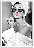 Klassische Kunst Audrey Hepburn Porträt Make-up Leinwanddruck Poster Wohnzimmer Wanddekoration sexy Schönheit Frau Audrey Hepburn Bild Gemälde Kunstwerk, ungerahmt,50x70cm