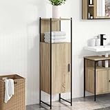 Hoopleep Beige Bathroom Storage Cabinet, Modern Wooden Vanity Unit with Shelves, 33 x 33 x 120.5 cm, Compact Floor Standing Organizer for Small Bathrooms, Easy Assembly