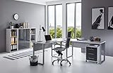 BMG-Moebel.de Büromöbel komplett Set Arbeitszimmer Office Edition in Lichtgrau/Anthrazit Hochglanz (Set 2)
