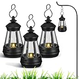 POPETPOP 3 Stück Solar Tischlaternen aus Kunststoff Kleine Hängende LED Solarlaternen für Garten Terrasse und Außenbereich mit Automatischer Lichtsteuerung