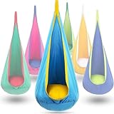 Generisch Schaukel Kinder, Indoor Outdoor Kinder schaukel Baumwolle Schaukelsitz Spielplatz Gartenschaukel mit Verstellba Seil für Teens/Erwachsene Belastbar bis 200kg(Hellblau)