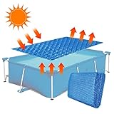 Pool Solarabdeckplane Rechteckig 220x150cm | Solarfolie Abdeckung Solarplane Pool Solarabdeckung Luftpolsterabdeckung | Zuschneidbar Solar Folie Poolheizung Abdeckung für Wassererwärmung Wärmeplane