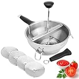 Navaris Passiergerät aus Edelstahl mit 4x Siebeinsatz, Abnehmbaren Griffen, 2,3L Passiermühle für Suppe Marmelade Baby Brei Saucen Apfelmus, Mühle Presse, Spülmaschinenfest