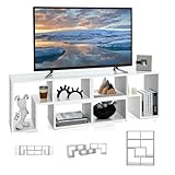 GIANTEX Fernsehschrank TV-Schrank frei kombinierbar, TV-Board Sideboard Lowboard Holz 3-teilig, Fernsehtisch für TVs bis zu 65 Zoll, Bücherregal Eckregal Aufbewahrungsregal multifunktional (weiß)