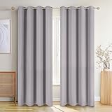 Blumtal Verdunklungsvorhänge 2er Set - Thermovorhang Kälteschutz - Vorhang Blickdicht mit Ösen - Gardinenschals mit Schlaufen - Thermovorhang Fenster/Gardinen 175x140cm - Vorhänge Grau - Gardine Grau